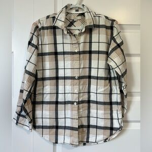 LOFT Soft Flannel Cotton Plaid Button Down Shirt